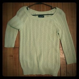 Three-quarter sleeve, light, lime green sweater